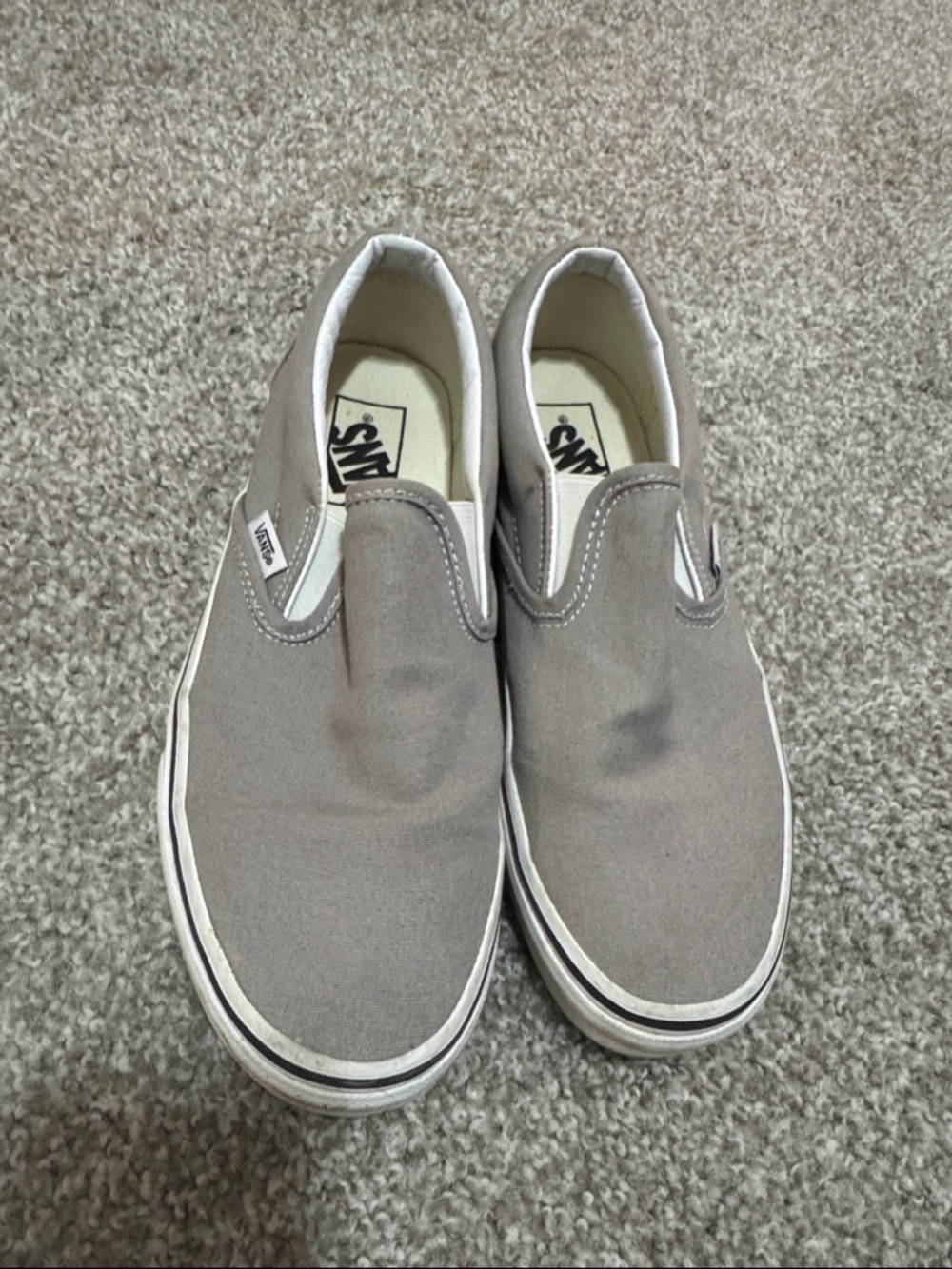Vans Slip-On Canvas Sneakers in Light Gray and White